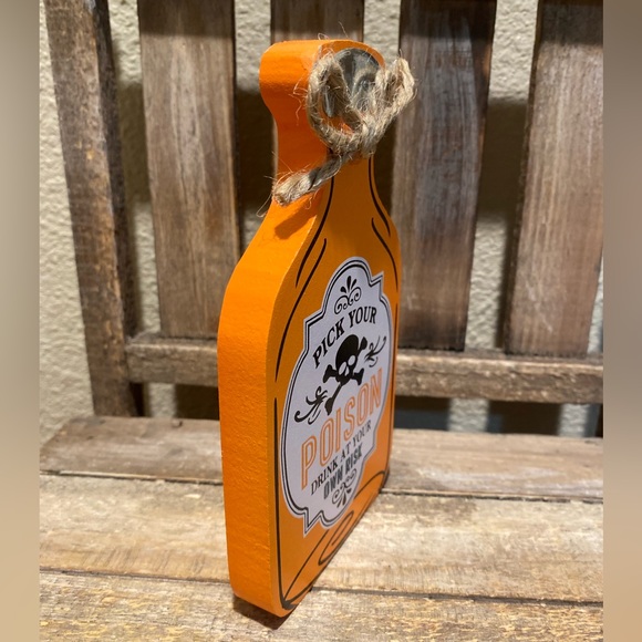 Halloween Potion Bottles Set Of 2, Pick Your Poison, Wing Of Bat, Wood Decor - Picture 11 of 16